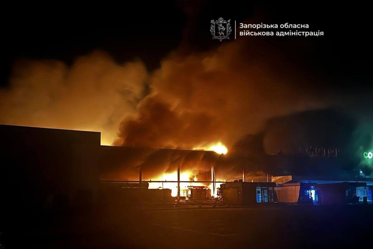 Russian drone strike destroys major shopping center in Ukraine's Zaporizhzhia